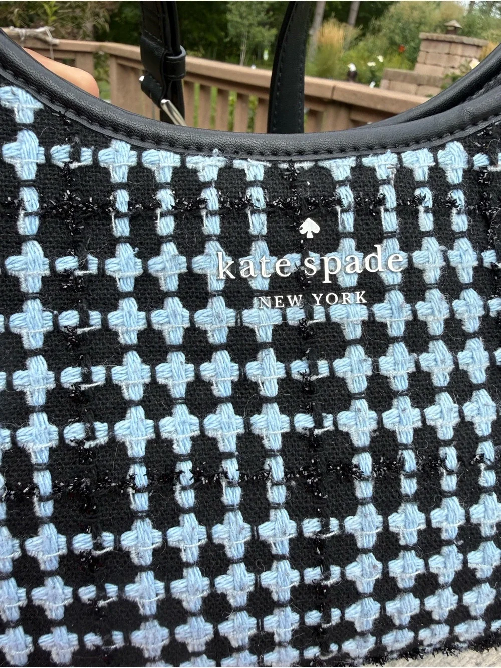 NWOT Kate Spade Teal Black Aster Tweed Fabric Crossbody
